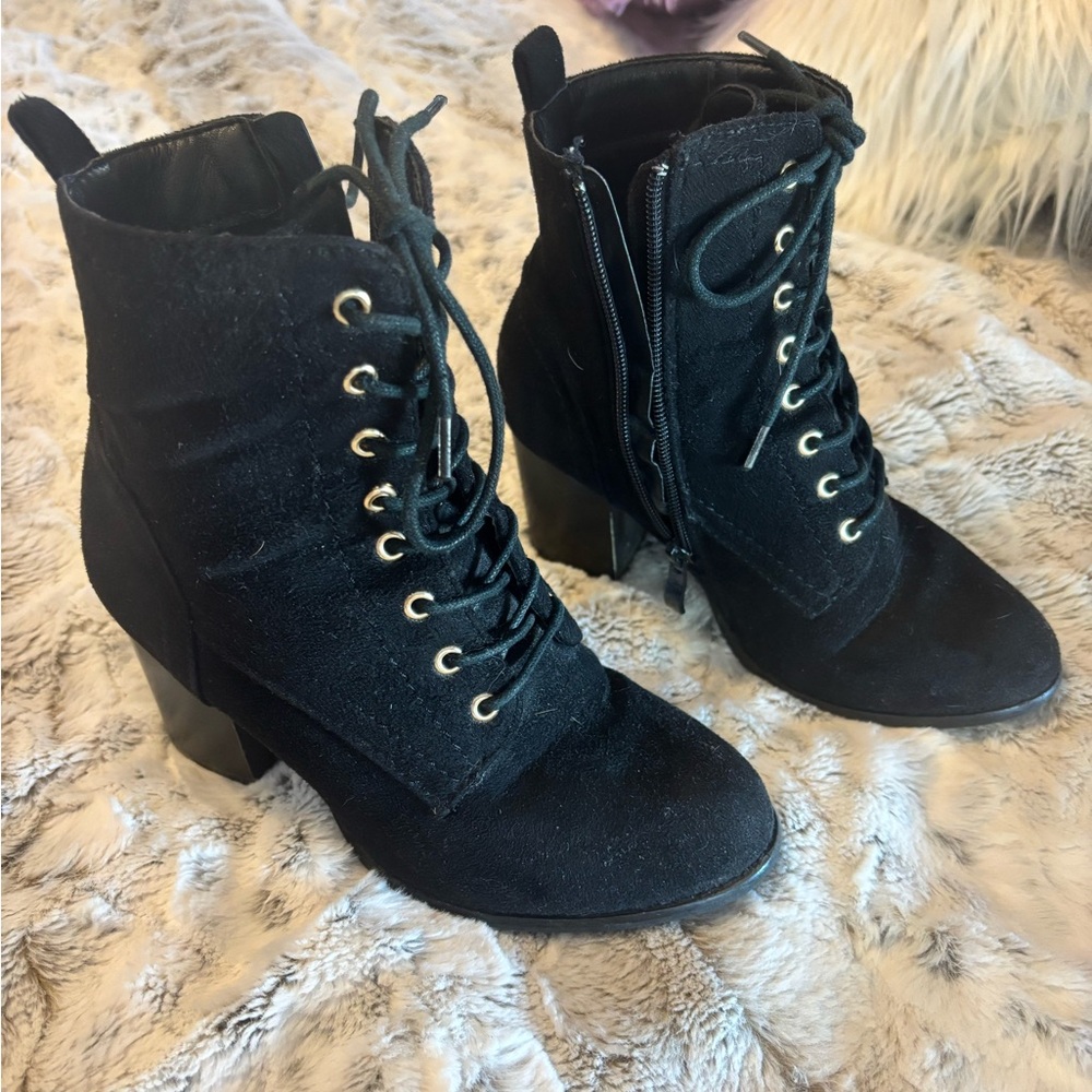 Stylish Black Lace-Up Ankle Boots